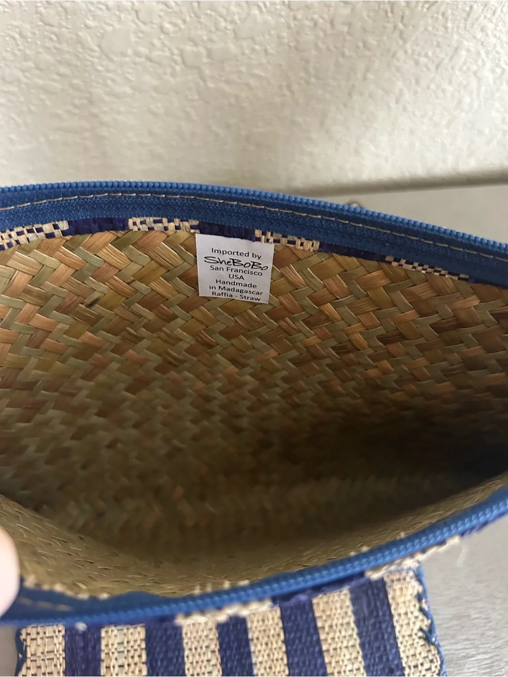 Shebobo Striped Navy and Natural Woven Cosmetic Pouch Set